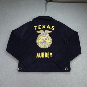 FFA Jacket Boys Youth 103-34 Navy Blue Aubrey Texas Corduroy Cotton Full Zip